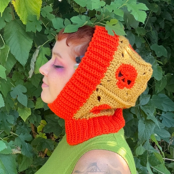 Mustard and Orange Acrylic Skull Balaclava - Picture 2 of 4